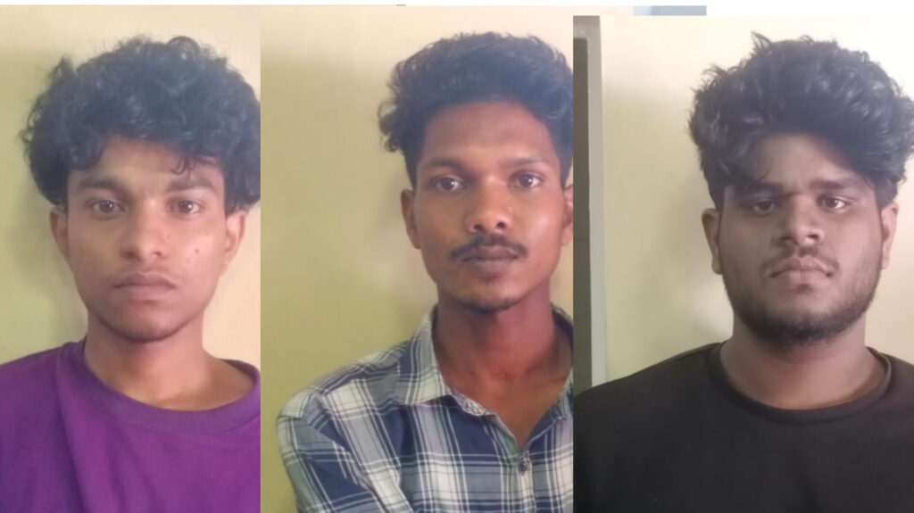 സ്ഫോടക വസ്തു എറിഞ്ഞ് ഭീകരാന്തരീക്ഷം സൃഷ്ടിച്ച് യുവാക്കളെ ആക്രമിച്ച കേസിൽ മൂന്ന് പ്രതികൾ കൂടി അറസ്റ്റിൽ സ്ഫോടക വസ്തു എറിഞ്ഞ് ഭീകരാന്തരീക്ഷം സൃഷ്ടിച്ച് യുവാക്കളെ ആക്രമിച്ച കേസിൽ മൂന്ന് പ്രതികൾ കൂടി അറസ്റ്റിൽ