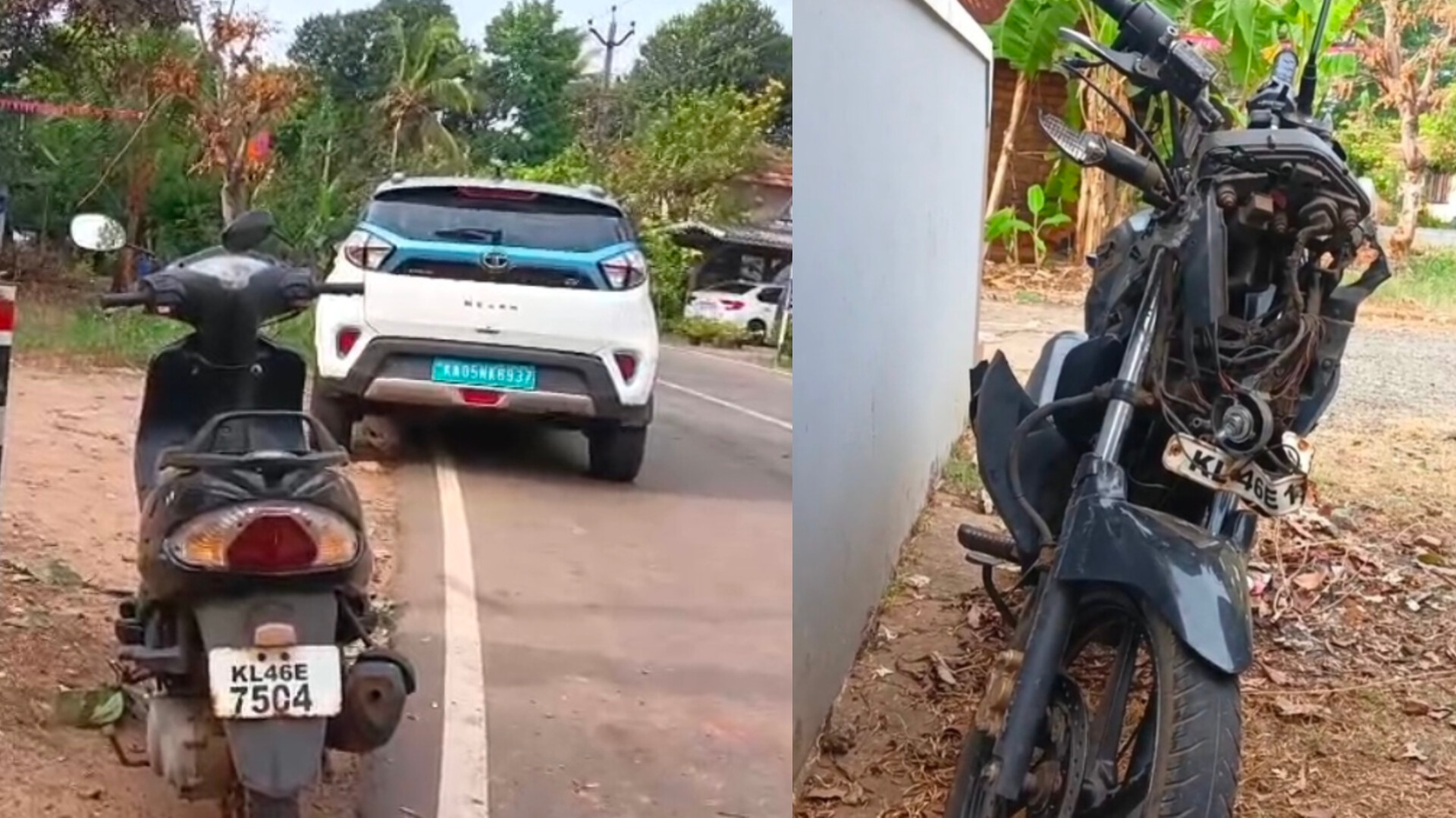 കാറും ബൈക്കും സ്കൂട്ടറും കൂട്ടിയിടിച്ച് രണ്ടുപേർക്ക് പരിക്ക്