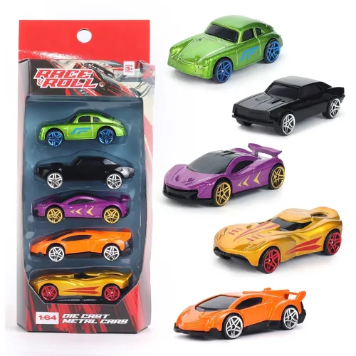 Amazon Brand – Jam & Honey Premium Die-Cast Metal Car | Free Wheel Toy Vehicle for Kids | Realistic Design | Vibrant Paint | No Assembly | Collectible Mini Car Model | Pack of 5 | Multicolor