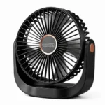 ARCTICOOL Rechargeable Fan for Home, 5-Speed Portable 4.5 Inch Rechargeable Fan with 360° Adjustable Head, 1200mAh Battery Operated Table Fan with LED Night Light, Small Fan for Kitchen Office Travel