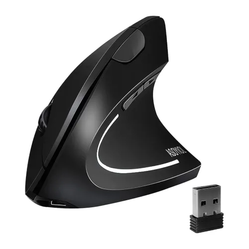 ASOYIOL MICROWARE 2.4GHz Wireless Vertical Ergonomic Mouse 800-1600 Dpi Optical Mouse 6 Buttons Rechargeable and Portable for Pc Computer Laptop for Right Hand