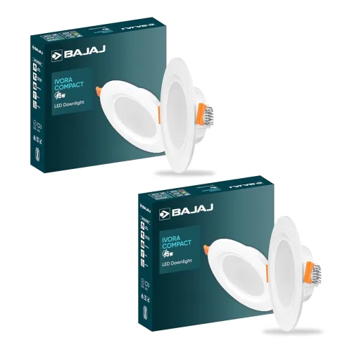 Bajaj Polycarbonate Ivora Compact Downlight | 5W LED Downlight | for Smaller Spaces | Long Life of 25000 Hours | Soothing Light (Pink, Pack of 2)