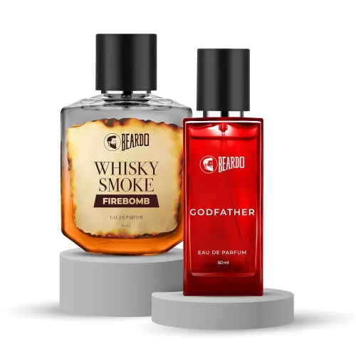 Beardo Power & Fire Combo for Men- GodFather & Whisky Smoke Firebomb Perfume for Men (50ml x 2) | Long Lasting Fragrance | Long Lasting Perfume for Men | Gift for Men | Gift for Friend
