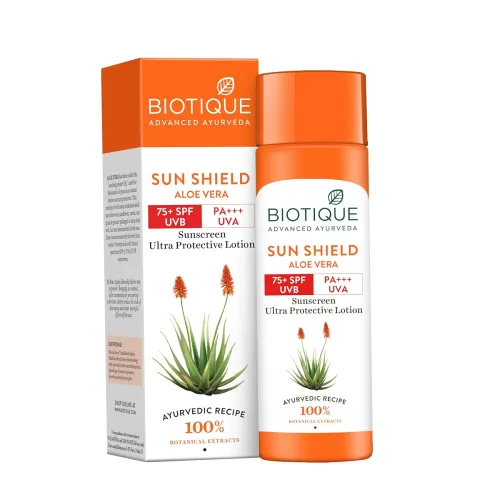 Biotique Aloe Vera 75+SPF UVA/UVB Sunscreen Ultra Soothing Body Lotion, For all skin type, 190ml