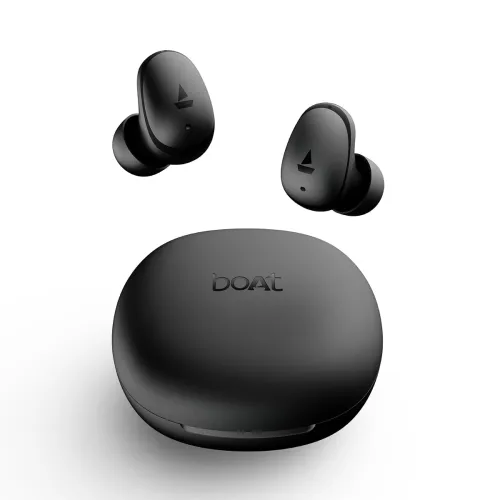 boAt Airdopes Plus 214, Up to 55 Hrs Playtime, Dual Mics with ENx™ Tech, Sleek Bean Design, 10mm Drivers, Voice Assistant, BEAST™ Mode, ASAP™ Charge, IWP™ Technology TWS Earbuds with mic(Cosmic Black)