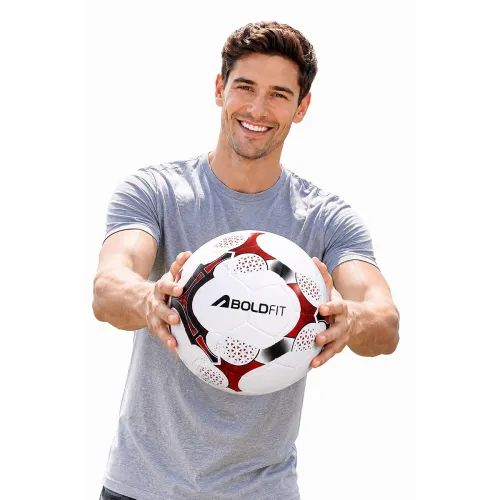 Boldfit Blaze Football Practise Foot Ball with Pump Training Football Size 5 Original for All Ages Group Rubber Moulded Standard Sports Foot Ball for Ground, Grass, Turf, Outdoor Waterproof – Red