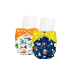Bumtum Baby Diaper | 0-3 Yrs Baby Freesize | Pack of 2, New Born Baby Diaper, Cloth Diaper, Waterproof Reusable Diaper, 5hrs Absorbency, Washable, Cotton Soaker, Extra Soft (Kite + Birthday Yellow)