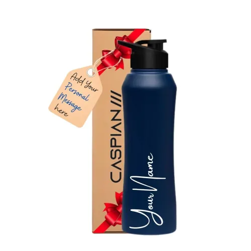 CASPIAN Trek Customised Stainless Steel Water Bottle 1L, Blue with Logo Print – Personalised Water Bottle with Your Name Print for Kids Boys Girls School Office Gym- Perfect for Corporate Gifting CASPIAN Trek Customised Stainless Steel Water Bottle 1L, Blue with Logo Print – Personalised Water Bottle with Your Name Print for Kids Boys Girls School Office Gym- Perfect for Corporate Gifting