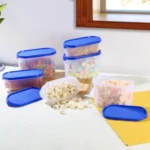 CELLO Modustore Pet Storage Container For Kitchen Set of 6 Pcs, Blue (1200ml x 3, 600ml x 3) | Freezer & Fridge Safe, See Through Airtight Pet Kitchen Storage Container For Beans, Whole Grains, Spices