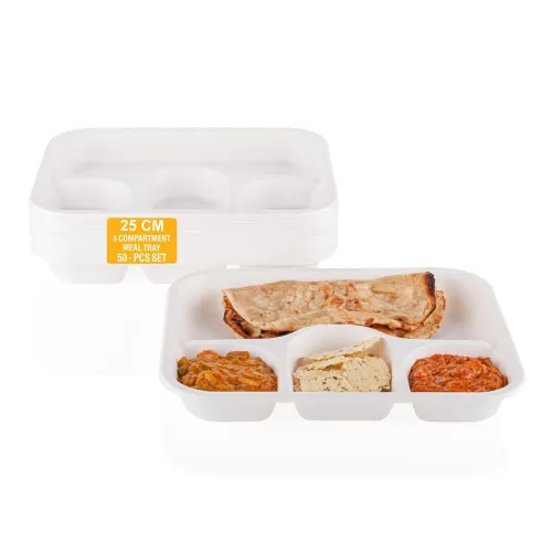 Clazkit 50 Pack, 4-Compartment Disposable Meal Tray | Compostable Bagasse Plates | Eco-Friendly Biodegradable Dinner Plates | Party, Wedding, Event Plates, White Clazkit 50 Pack, 4-Compartment Disposable Meal Tray | Compostable Bagasse Plates | Eco-Friendly Biodegradable Dinner Plates | Party, Wedding, Event Plates, White