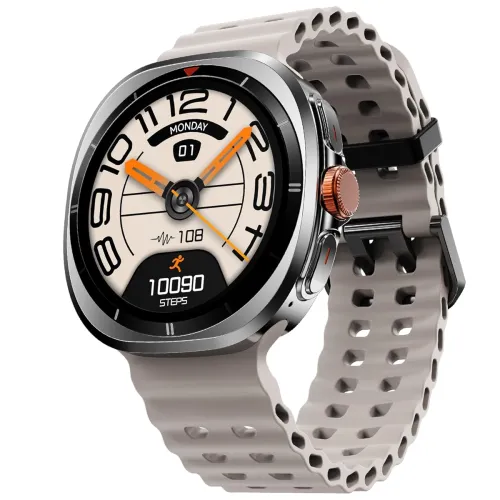 Fire-Boltt Axiom Round Smart Watch 1.43″ Super AMOLED Display with Always‑On Mode, Bluetooth Calling, Rotating Crown, SPO₂ & Heart Rate Monitor, IP67 Waterproof Silicone Smartwatch for Men – White