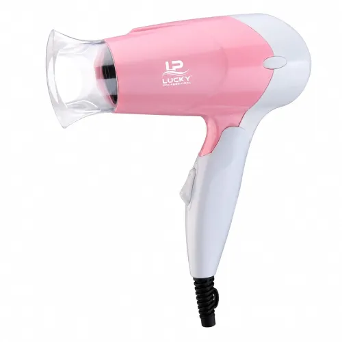 Foldable Hair Dryer for Women & Men | Portable Travel Hair Dryer with Concentrator Nozzle | 2 Heat & 2 Speed Settings | Lightweight Salon | Pink & White