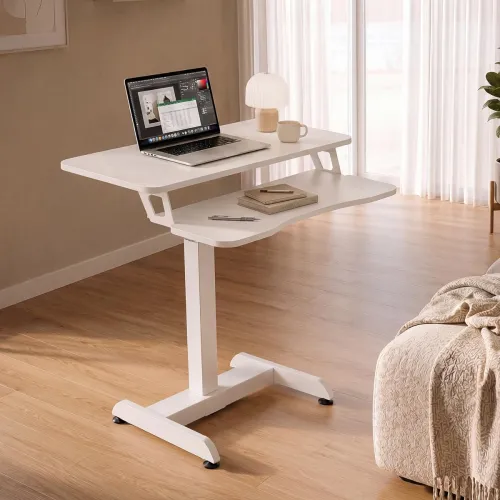 Green Soul Ascend Height Adjustable Table for Office Work and Home | Ergonomic Two Tier Design | Standing Desk for Home Office | 3 Year Warranty | (White) Green Soul Ascend Height Adjustable Table for Office Work and Home | Ergonomic Two Tier Design | Standing Desk for Home Office | 3 Year Warranty | (White)