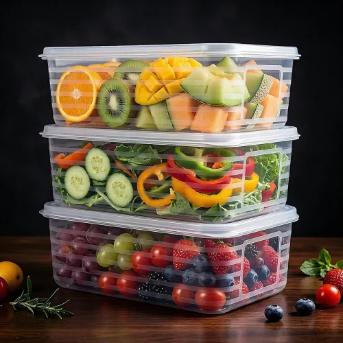 HomeWiz Fridge Storage Containers 3500ml x3 | Air Tight Storage Container Set | Fridge Organiser Storage Boxes |Food Grade BPA-Free Plastic Containers |Stackable, Transparent, for Fruits & Vegetables