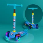 Hoppie Kids Scooter Age 3–6 Years | 3-Wheel Kick Scooter with LED Light-Up Wheels for Boys & Girls (Blue) | Foldable | Adjustable Height | Anti-Slip Deck | Stable Lean-to-Steer Toddler Scooter
