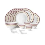Larah by Borosil Elega Fluted Series Opalware Dinner Set | 33 Pieces for Family of 6 | Microwave & Dishwasher Safe | Bone-Ash Free | Crockery Set for Dining & Gifting | Plates & Bowls | White