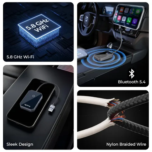 Lifelong 2-in-1 Wireless Car Play Adapter | Android Auto Wireless Adapter for car | Carplay Device for car | Supports 5.8GHz Wi-Fi & Bluetooth 5.4 | Auto Connect | USB-C/A | Fast & Stable Connection