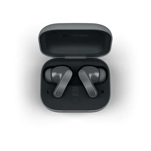 Motorola Moto Buds Bass (Grey, TWS) | LDAC Hi-Res Sound | 12.4mm Drivers, 50 dB True ANC | 6-Mic Clear Calls | 41H Battery | IPX4 | BT 5.3 | Voice Assistant Support | Comfortable All-Day Fit