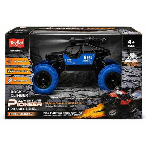 Negi Rock Climber RC Car 1:20 Scale Off-Road Stunt Vehicle with Spray Function, LED Lights, 2×2 Drive, Rechargeable Battery for Kids