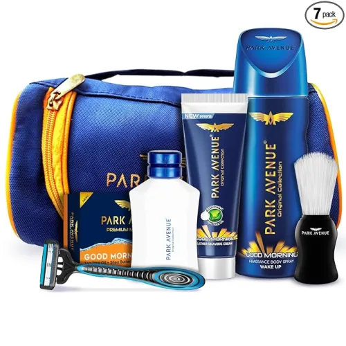 Park Avenue Good Morning Grooming Collection 7 in-1 Combo Grooming Kit for Men | Gift Set for Men | Father’s Day Gift for Dad | Shaving Kit for Men | Shaving Foam | After Shave | Gift Hamper for Men, Husband, Boyfriend | Free Travel Pouch I