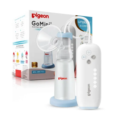 Pigeon Electric Breast Pump Gomini Plus Soft Adaptive Cushion One Size Fits All | Portable & Compact USB Charging | 1 Stimulation 5 Expression Modes Gently Stimulates Milk Flow Easy to Clean, White