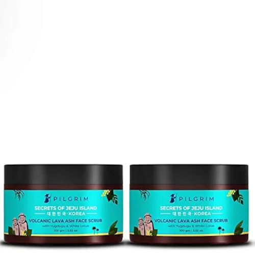 Pilgrim Pack of 2 Face Scrub for De Tan, Exfoliation, Glowing Skin, Blackhead Removal, Dry, Oily, Combination Skin, Men and Women, Vegan, Korean Beauty Secrets, 100g+100g