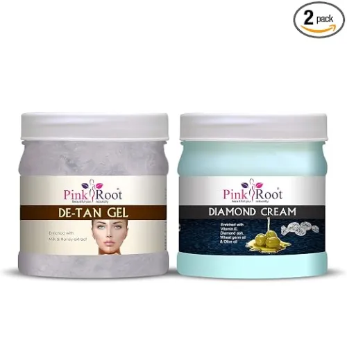 Pink Root De-Tan Gel 500gm with Diamond Cream 500gm Pink Root De-Tan Gel 500gm with Diamond Cream 500gm