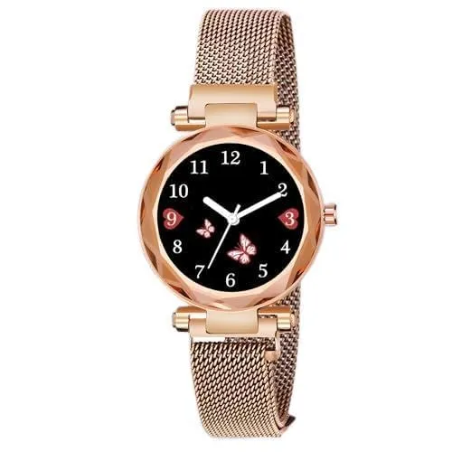 Queen Round Dial Magnetc Strap Analog Gold Watch for Girls_2051 Queen Round Dial Magnetc Strap Analog Gold Watch for Girls_2051