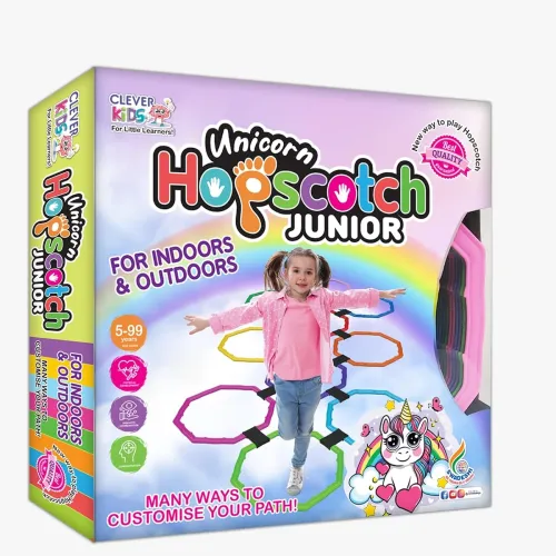 Ratna’s Unicorn Hopscotch Junior Ring Game with Connectors & Spinner for Indoor & Outdoor Play Games for Kids