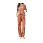 SMOWKLY Korean Night Dress |Summer wear | Lounge Wear |Everyday Pyjama Set |Tie-dye Relaxed Fit Stylish Pajama Sets | Short Sleeve Top & Long Pant Sleepwear Pjs Lounge Set Co-ords Outfit with Pockets