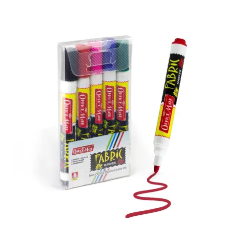 Soni Officemate Fabric Marker | Pack of 5 (Mix) | Wash-Resistant Ink | Ideal for Fabric Art | 4.43 mm Bullet Tip