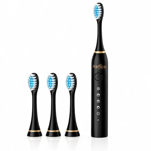 Sonic Electric Toothbrush for Adults & Kids, 34,000 Strokes/Min Rechargeable Tooth Brush with 5 Cleaning Modes, 4 Brush Heads, USB Charging and IPX7 Waterproof Design, Black
