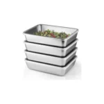 Stainless Steel Food Storage Containers, Set of 4, Commercial Grade Serving Trays, Kitchen Prep Pans,Silver