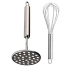 Stainless Steel Potato mashers Whisker, Hand Tool Stainless Steel Mini Kitchen Whisk with Pav Bhaji Masher Best Kitchen Tool Combo for Your Home (Whisk 25CM and Masher 20CM)