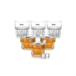Treo by Milton Empress Whiskey Glass Set of 6, 255 ml Each I Crystal Clear Glass I Classic Design I Tumbler for Whiskey, Bourbon, Scotch & Cocktails