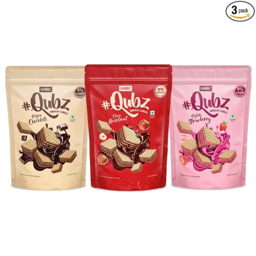 Unibic Assorted Pack Crispy Wafer Cubes 360g Pack of 3, Waffer cookie with Creme-Filling Delicious and Healthy Snacks