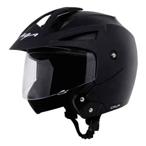 Vega Crux ISI Certified Flip-Up Helmet for Men and Women with Clear Visor(Black, Size:M)