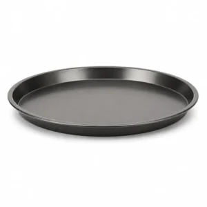 Xacton Carbon Steel Non-Stick Round Pizza Pan – 23 x 23 x 1.5 cm | Heavy Duty Baking Tray for Pizza, Garlic Bread, Cookies & Tarts | Microwave Oven, OTG Safe | Easy Release & Easy Clean | Black