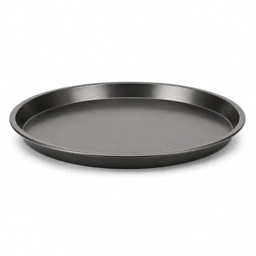 Xacton Carbon Steel Non-Stick Round Pizza Pan – 23 x 23 x 1.5 cm | Heavy Duty Baking Tray for Pizza, Garlic Bread, Cookies & Tarts | Microwave Oven, OTG Safe | Easy Release & Easy Clean | Black