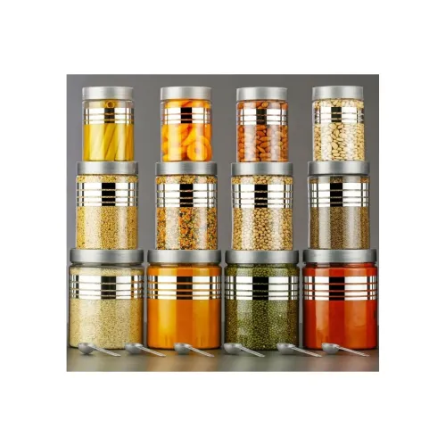 XMART INDIA 12-Piece Airtight Storage Container Set with 12 Free Spoons Unbreakable Plastic 1200Ml, 650Ml & 350Ml Storage Organiser Containers, Kitchen Accessories Items for Home Pack of 12, Clear XMART INDIA 12-Piece Airtight Storage Container Set with 12 Free Spoons Unbreakable Plastic 1200Ml, 650Ml & 350Ml Storage Organiser Containers, Kitchen Accessories Items for Home Pack of 12, Clear