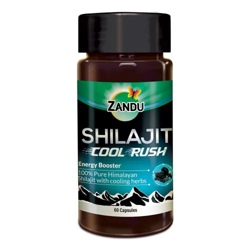 Zandu Shilajit Cool Rush Caps 60N: The 1st Ever Himalayan Shilajit with heat balancing ingredients | All Season Energy | Boost Strength & Stamina | Rich in fulvic acid Zandu Shilajit Cool Rush Caps 60N: The 1st Ever Himalayan Shilajit with heat balancing ingredients | All Season Energy | Boost Strength & Stamina | Rich in fulvic acid