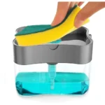 Soap Dispenser – Sponge Holder Dish Sink Dishwashing Liquid Instant Refill Durable 2-in-1 Soap Dispenser with Sponge for Kitchen, Dispenser Soap Pump, Liquid Dish Wash Dispenser(400ml)