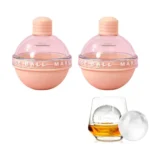2 Pcs Round Tray,Tray Silicone, Ball Maker Mold for Whiskey, Spheres, Freezer Molds for Cocktails