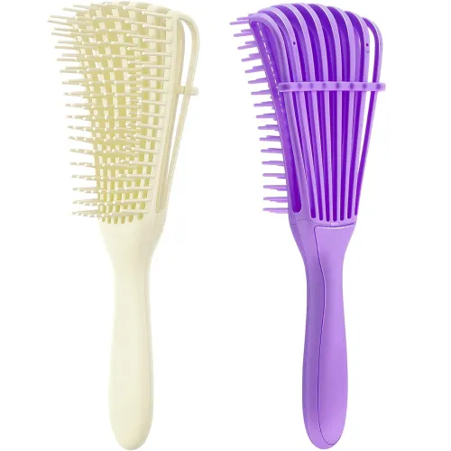 2 Pieces Detangling Brush for Afro America / African Hair Textured 3a to 4c Kinky Wavy/Curly/Coily/Wet/Dry/Oil/Thick/Long Hair, Knots Detangler Easy to Clean (Beige, Purple) 2 Pieces Detangling Brush for Afro America / African Hair Textured 3a to 4c Kinky Wavy/Curly/Coily/Wet/Dry/Oil/Thick/Long Hair, Knots Detangler Easy to Clean (Beige, Purple)