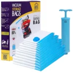 ABOUT SPACE Polyethylene 12 Pack Vacuum Bags for Travel with Hand Pump (3Jumbo/3 Large/3 Medium/3 Small) for Packing, Vaccine Sealer Bags with Ziplock, Transparent