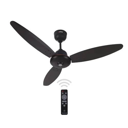 ACTIVA Gracia BLDC Ceiling Fan 1200mm | LED Light Ceiling Fan with Remote Control | 5 Star Rated Energy Efficient Fan | 28W High Speed Motor | Silent 3 Blade Design | Smoke Brown | 5 Year Warranty