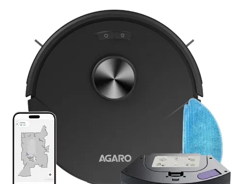 AGARO Alpha Pro Robot Vacuum Cleaner, 2-in-1 Vacuum & Mop, 8000Pa Suction, LiDAR Navigation, App Control, Up to 150min Runtime, Automatic Cleaning, Rechargeable Robotic Vacuum for Hard Floor & Carpet