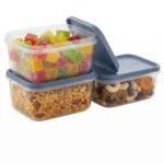 Time Polka Food Storage Containers 250 ml Each | Set of 3 | BPA Free Plastic Airtight Kitchen Boxes for Refrigerator, Fruits, Vegetables, Snacks & Pantry | Lilac/Turquoise/Yellow (22 X 3)