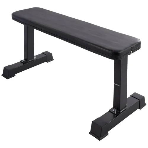 Amazon Basics Flat Weight Workout Exercise Bench, Black (Max User Weight: 350 Kg)