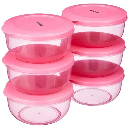 Amazon Brand – Solimo Plastic Nestable Round Container | Set of 6 | 900 ml | Pink Amazon Brand – Solimo Plastic Nestable Round Container | Set of 6 | 900 ml | Pink